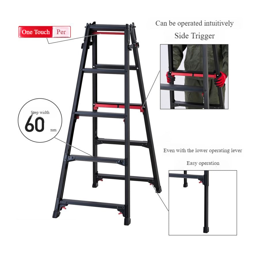Telescopic Multi-Purpose Folding Ladders – Professional Grade, Adjustable【Maximum load:175KG】